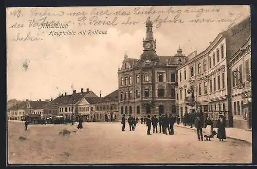 AK Amstetten, Hauptplatz mit Rathaus