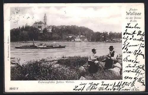 AK Wallsee a.d. Donau, Blick zum Erzherzoglichen Schloss
