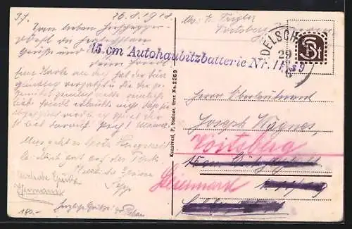 AK Hirschegg, Ortsansicht mit Kirche und Blick ins Land
