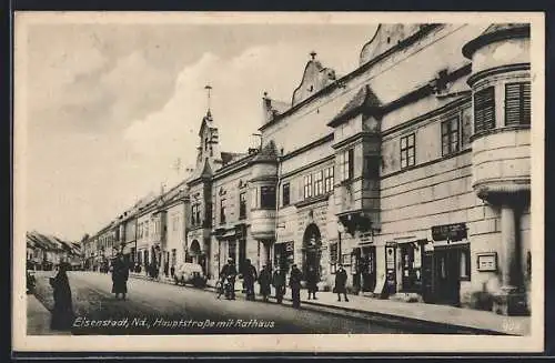 AK Eisenstadt /Nd., Hauptstrasse mit Rathaus