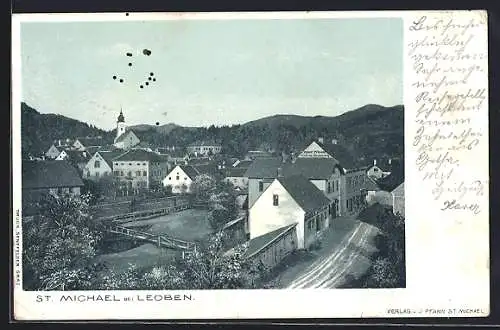 AK St. Michael bei Leoben, Blick über die Dächer der Ortschaft