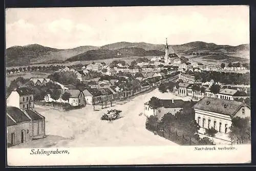 AK Grabern /N.-Oe., Schöngrabern mit Kirche aus der Vogelschau