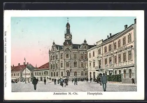 AK Amstetten /N.-Oe., Hauptplatz mit Hotel Schmidl