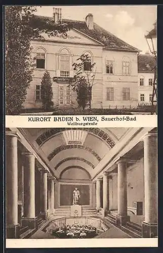 AK Baden, Sauerhof-Bad, Weilburgstrasse, Innenansicht