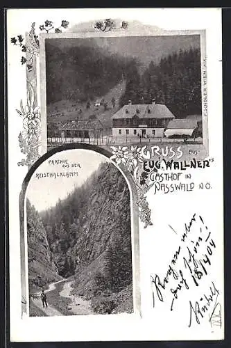 AK Nasswald, Gasthof Eugen Wallner, Partie aus der Reisthalklamm