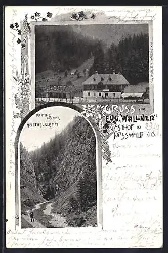 AK Nasswald, Gasthof Eugen Wallner, Partie aus der Reisthalklamm