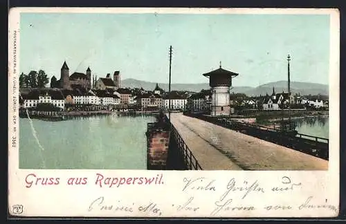 AK Rapperswil, Ortsansicht mit Wasserturm