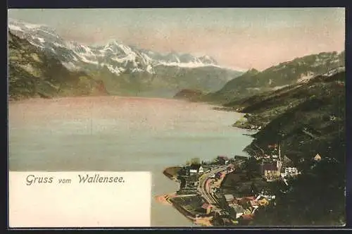 AK Walensee, Teilansicht mit Bergen