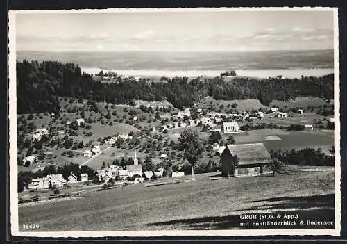 AK Grub, Panorama mit Fünfländerblick & Bodensee