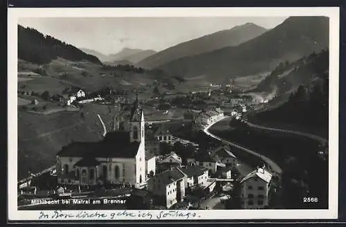 AK Matrei am Brenner, Mühlbachl, Ortsansicht mit Kirche