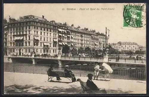 AK Genève, Pont et Quai du Mont-Blanc