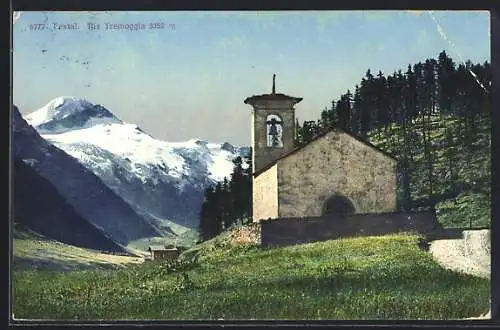 AK Fextal, Kapelle mit Piz Tremoggia