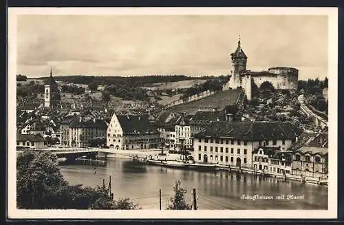 AK Schaffhausen, Teilansicht mit Munot und Brücke