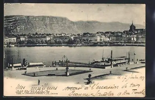 AK Genf, Ortspanorama mit Anlage am Ufer