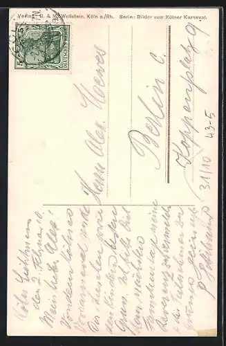 AK Köln, Karneval, Strassenpartie mit Jecken