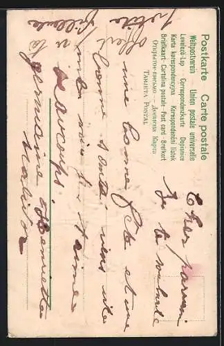 AK Engel mit Buchstaben H im Wolkenhimmel