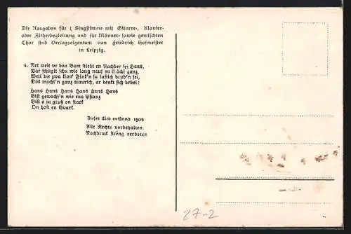 Lied-AK Anton Günther Nr. 23: Da zwa Fink`n, Berglandschaft und Feldweg