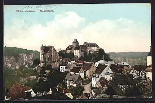 AK Hohnstein / Sächs. Schweiz, Blick auf die Burg