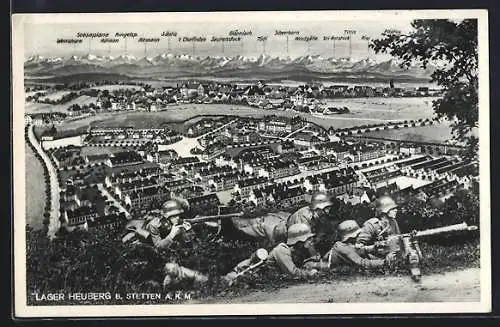 AK Stetten / Heuberg, Blick auf das Lager Heuberg mit Soldaten