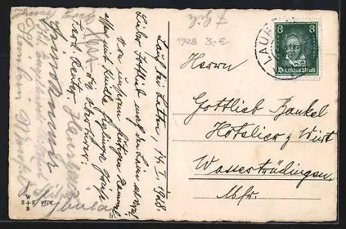 AK Feinschmecker, Knabe pinkelt über eine Mauer, zur Freude der Gänse