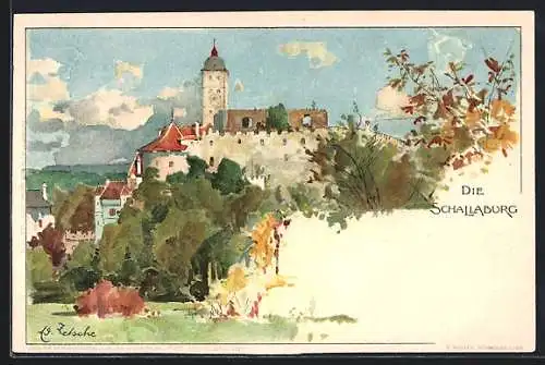 Künstler-AK Schallaburg, Blick zur Burg