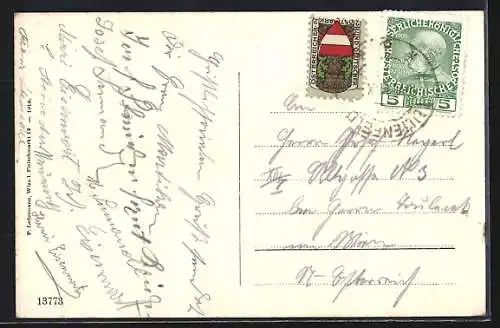 AK Lilienfeld, Ortspartie mit Stift von der Aussicht aus