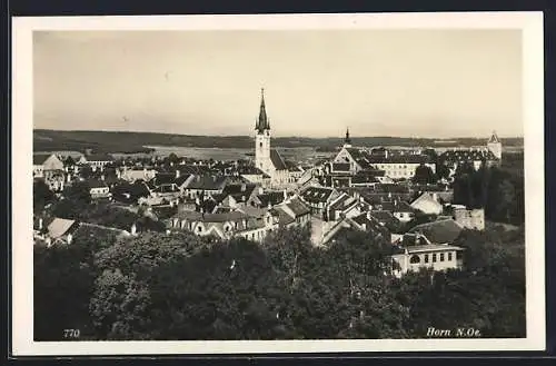 AK Horn, Ortsansicht mit Kirche aus der Vogelschau