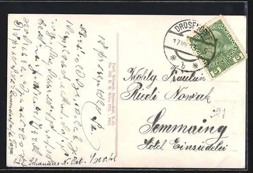 AK Drosendorf a. d. Thaya, Ortsansicht mit Kirche und Friedhof