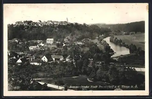 AK Drosendorf a. d. Thaya, Ortsansicht am Fluss