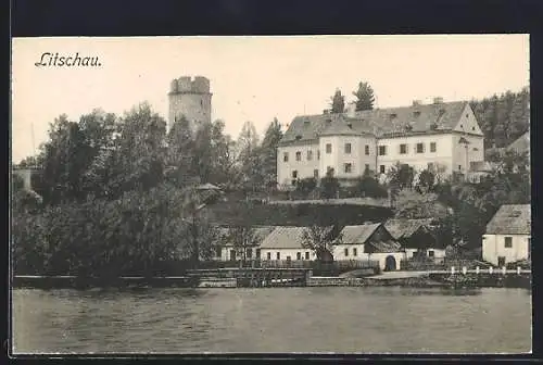 AK Litschau, Teilansicht mit altem Turm