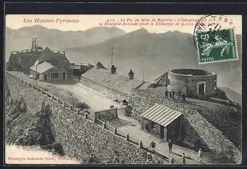 AK Le Pic du Midi de Bigorre, Les Hautes-Pyrénées, L`Observatoire et la Nouvelle Rotonde pour le Télescope