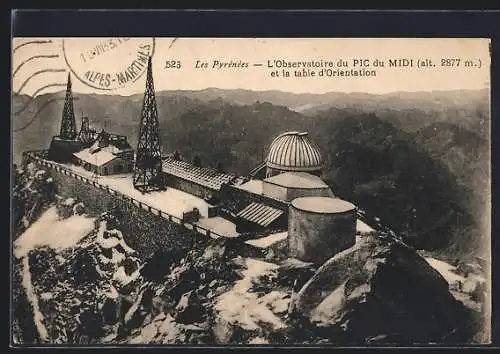 AK Pic du Midi, Les Pyrénées, L`Observatoire et la table d`Orientation