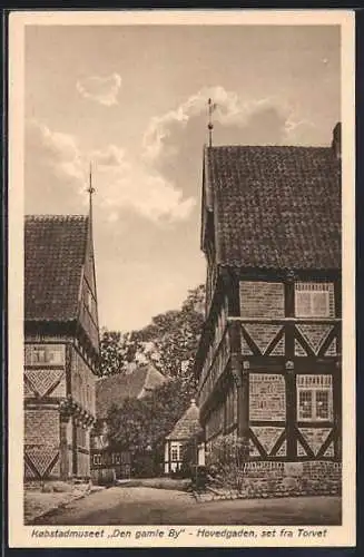 AK Aarhus, Kobstadmuseet Den gamle By, Hovedgaden, set fra Torvet