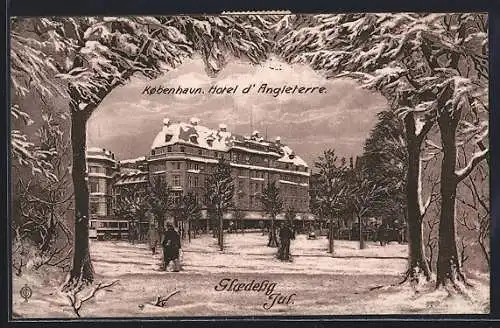 AK Kobenahvn, Hotel d`Angleterre, Strassenbahn, Weihnachtsgruss