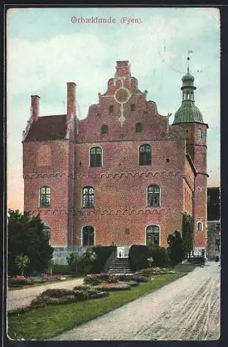 AK Orbaeklunde /Fyen, Blick auf ein Backsteinhaus