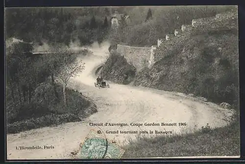 AK Auvergne, Circuit d`Auvergne, Coupe Gordon Bennett 1905, Grand tournant près la Baraque, Autorennen