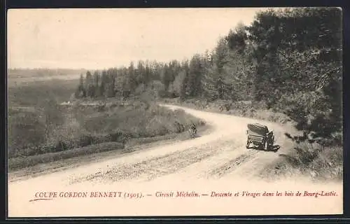 AK Autorennen Circuit Michelin, Coupe Gordon Bennett 1905, Auto am Strassenrand