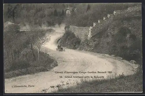 AK Auvergne, Circuit d`Auvergne, Coupe Gordon Bennett 1905, Grand tournant près la Baraque, Autorennen