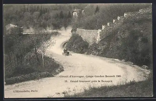 AK Auvergne, Circuit d`Auvergne, Coupe Gordon Bennett 1905, Grand tournant près la Baraque, Autorennen