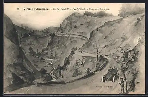 AK La Goutelle, Circuit d`Auvergne à Pontgibaud, Tournant brusques
