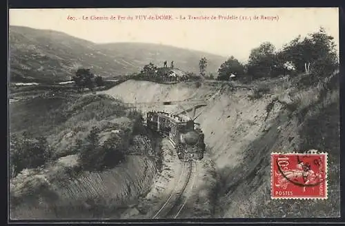 AK Puy-de-Dome, Le Chemin de Fer, La Tranchée de Prudelle, Bergbahn