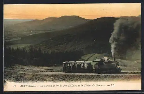 AK Le Puy-de-Dome, Le Chemin de fer et la Chaine des Sommets