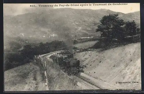 AK Puy-de-Dôme, Tramway dans la Tranchée de Rivoli montant