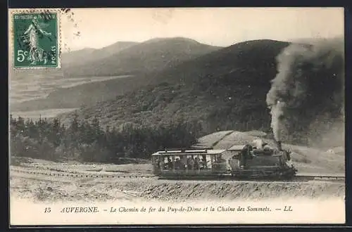 AK Le Puy-de-Dome, Le Chemin de fer et la Chaine des Sommets