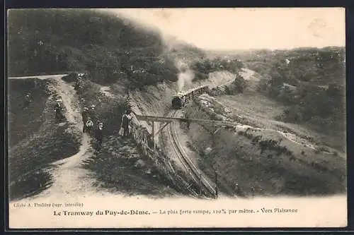 AK Le Puy-de-Dome, Le Tramway, la plus forte rampe, vers Plaisance