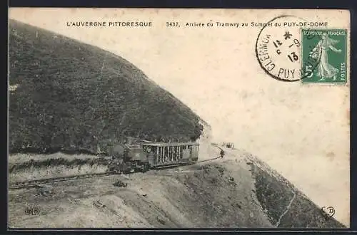 AK Le Puy-de-Dome, Arrivée du Tramway au Sommet