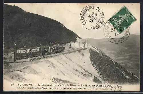 AK Le Puy-de-Dome, Le Chemin de Fer sur Flanc du Puy