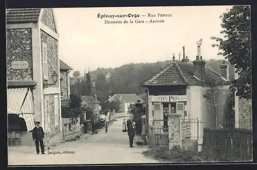 AK Épinay-sur-Orge, Rue Pasteur, Descente de la Gare, Arrivée, Cartes Postales