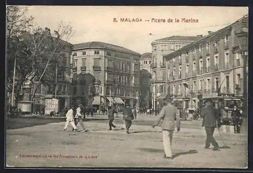 AK Málaga, Acera de la Marina, Strassenbahn