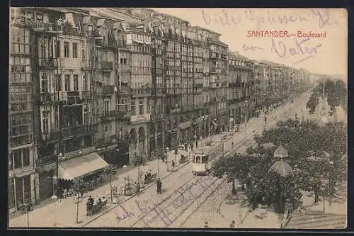 AK Santander, Boulevard, Strassenbahn